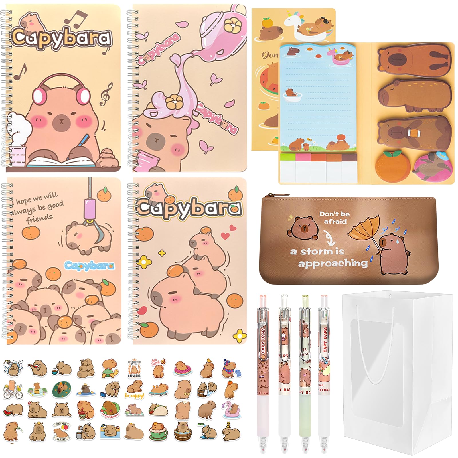 659Pcs Cute Capybara Stationery Set, Kawaii Animals