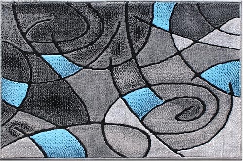 Masada Rugs - Alfombra moderna contemporánea, color gris y negro