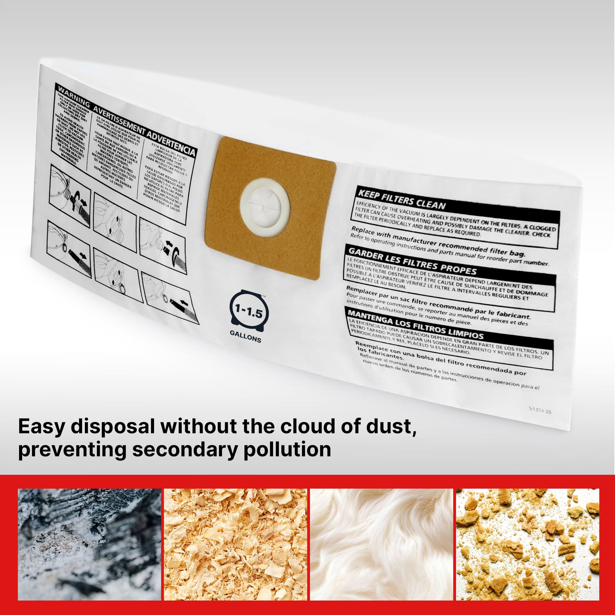 Shop-Vac Disposable Filter Bags - 3 Pack -7