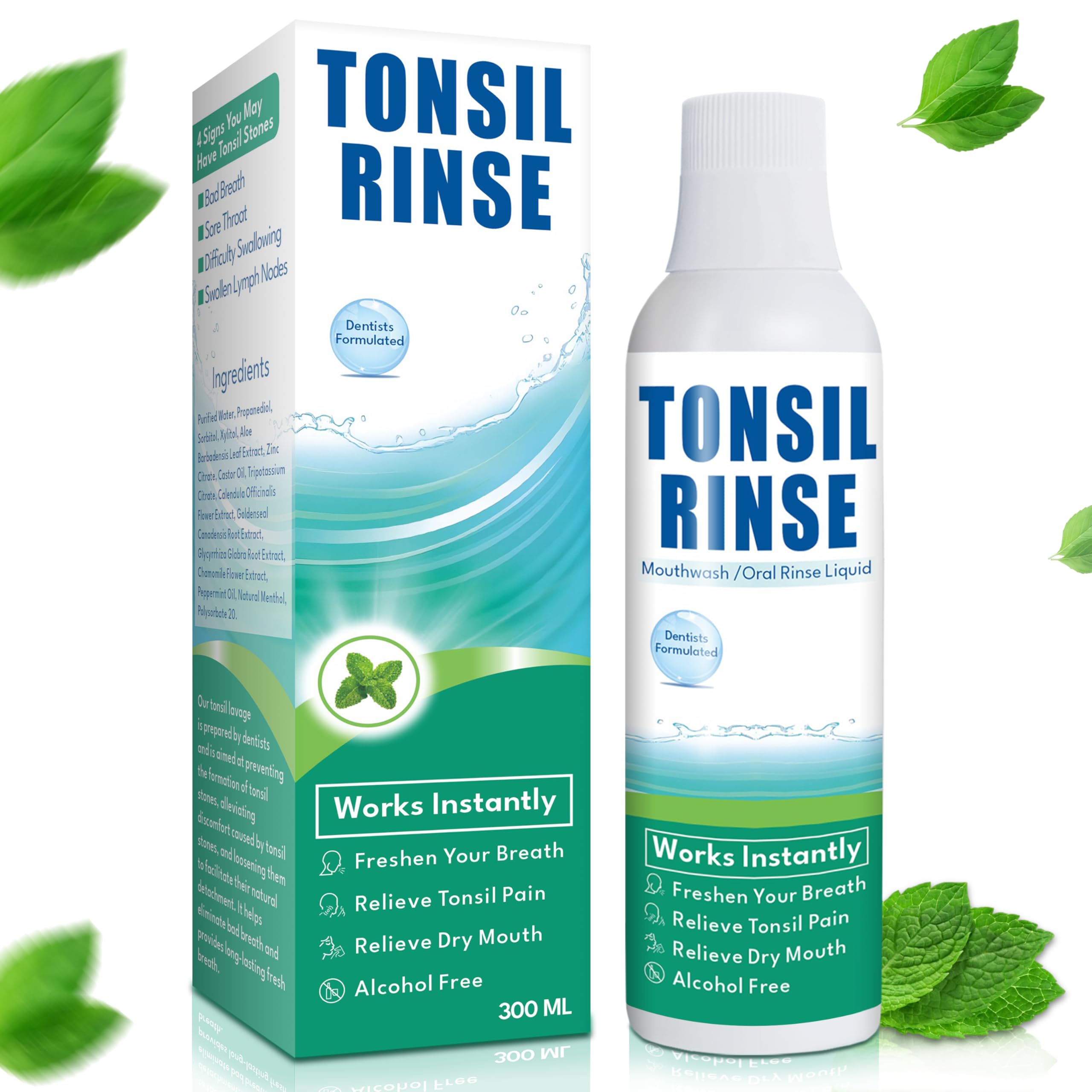 Tonsil Rinse-Tonsil Stone Remover Mouthwash?Natural Mouthwash Soothe Tonsils?Fight Bad Breath?Relieve Dry Mouth-Alcohol-Free?Breath Freshening?Mint Flavor-10 FL OZ