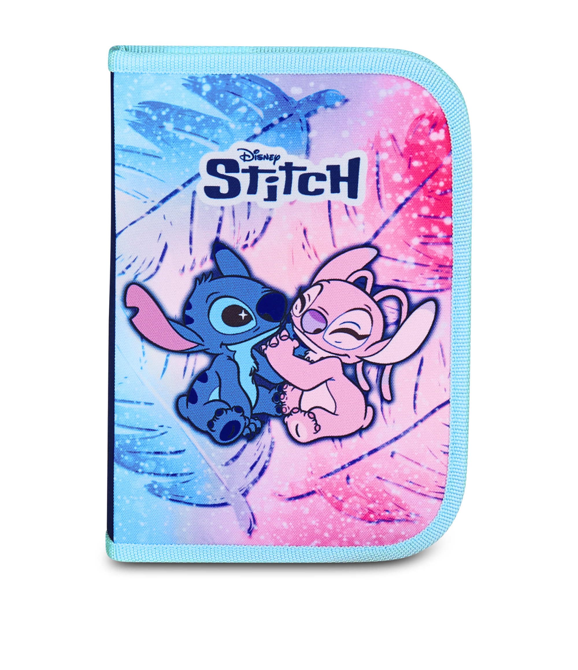 Seven Lilo & Stitch 1 Zip, jasnoniebieski i różowy, jednokomorowy piórnik wraz z kredkami, markerami, akcesoria do plecaka, dziewczynka, Jasnoniebieski i różowy, nowoczesny
