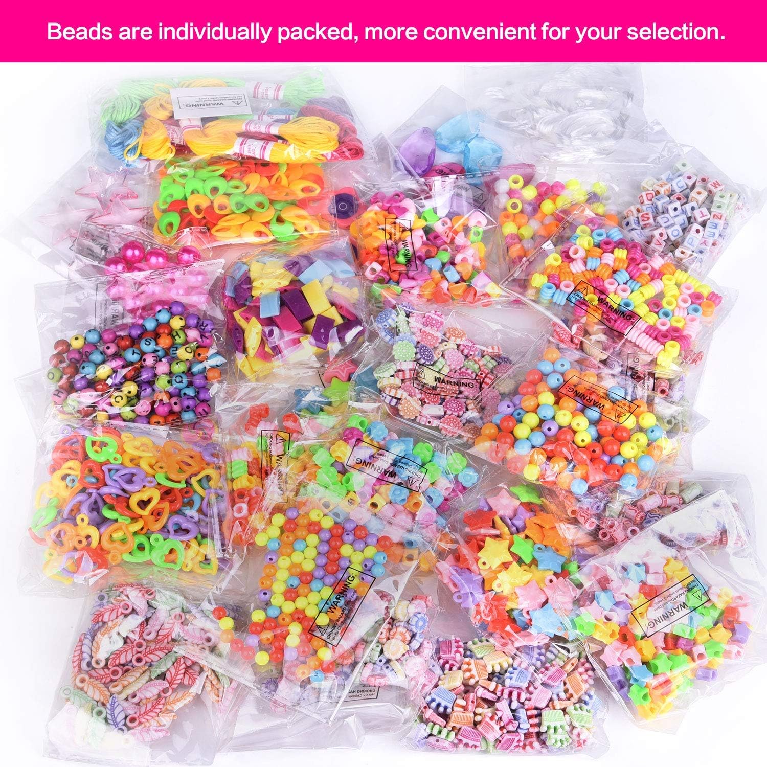 FUN LITTLE TOYS 2000+ PCs Beads Jewelry Making Kits for Girls, Letter Bead Set for Kids Play Bracelet String , DIY Arts and Crafts Supply Educational Toys for 6 + Years Old : Toys & Games