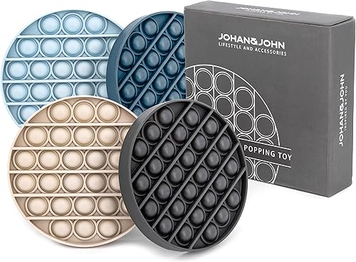 Paquete de 4 juguetes para ansiedad Pop It – Pop It fuerte en ambos lados – Juguete de reventar burbujas robusto y firme – Juguete para ansiedad