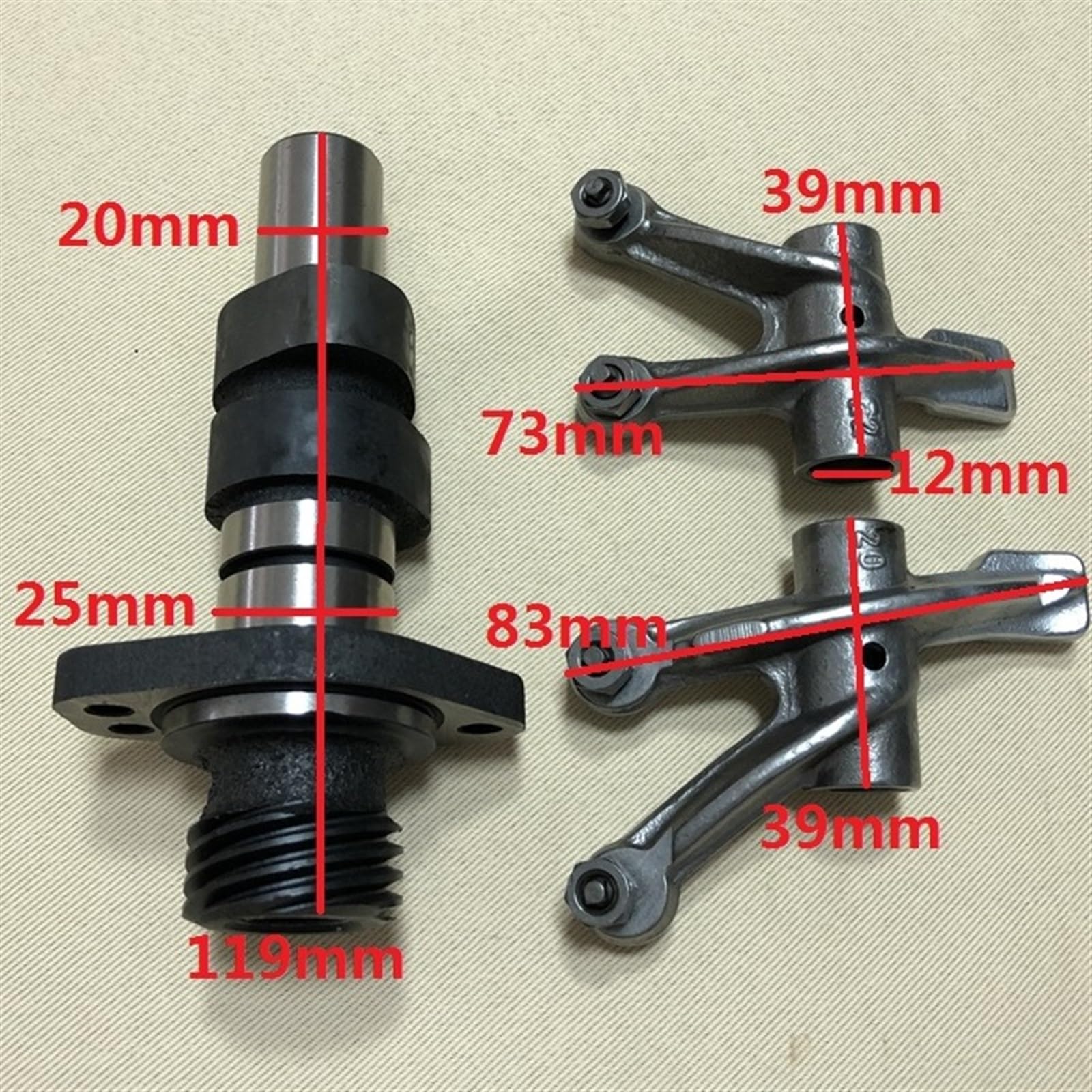 Moto GN250 DR250 TU250 Motore Albero A Camme Albero a Camme E Bilancieri Compatibile Con Suzuki 250cc GN DR TU 250 Valvola Punteria bracci oscillanti (Size : Camshaft with rocker)