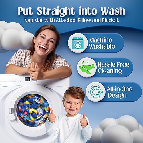 Miniatura 5 de Alfombrillas para siesta para preescolares de 3 a 5 años  Tapete para dormir para niños pequeños  Tela suave y no tóxica con almohada  Tapetes para