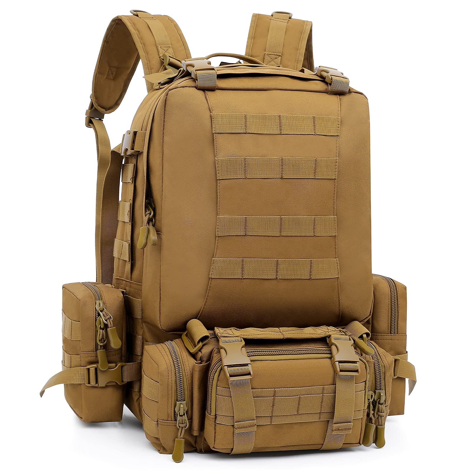 CLORIS 70L Military Tactical Backpack Large Army Rucksack 3 Day Assault Pack Molle Bag Backpacks with 3 Detacheable Tactical Assault Backpacks