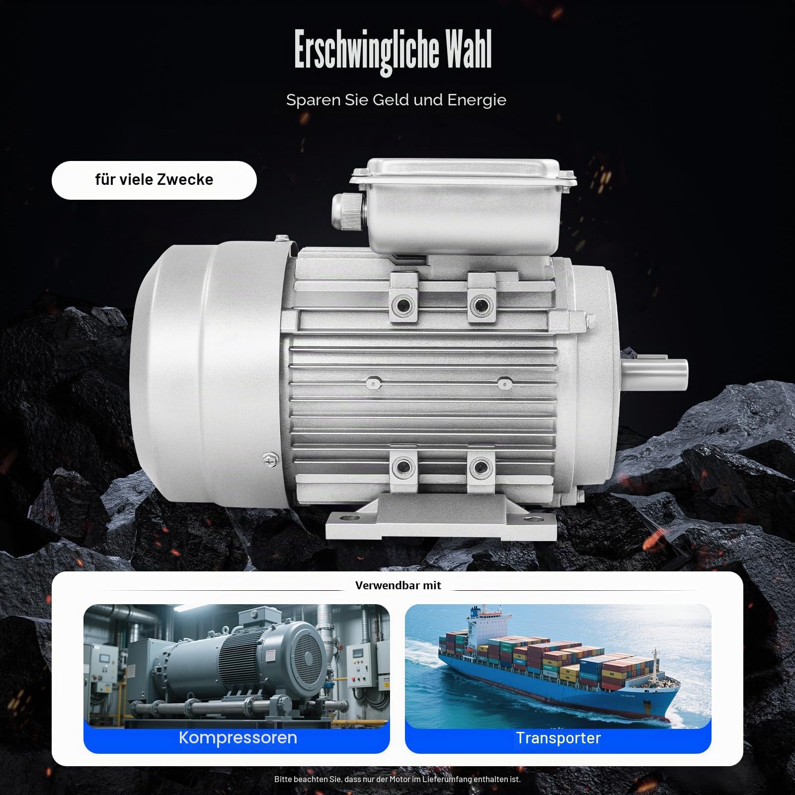 Elektromotor, Einphasen-Motor mit reiner Kupferspule, 750W 240V 1380U/min Asynchronmotor, Wellendurchmesser-19mm, weithin in Pumpen