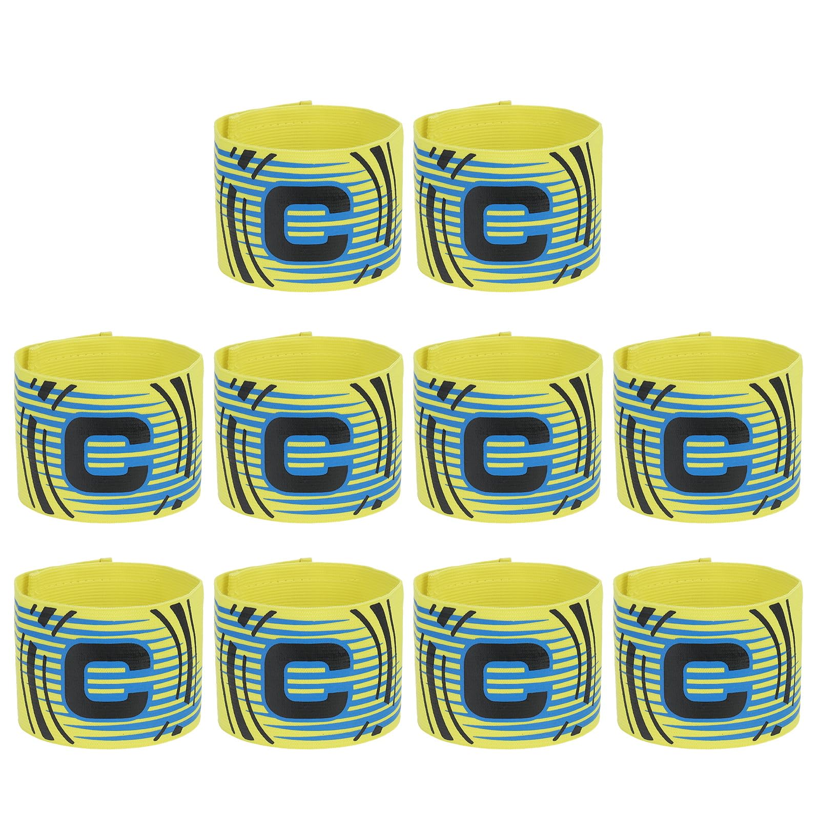 PATIKIL Soccer Captain Armband, 10 Pcs Captain Arm Bands for Soccer Elastic Captain C Arm Band Sports Captain Armbands for Youth Adult Football Team Training Yellow