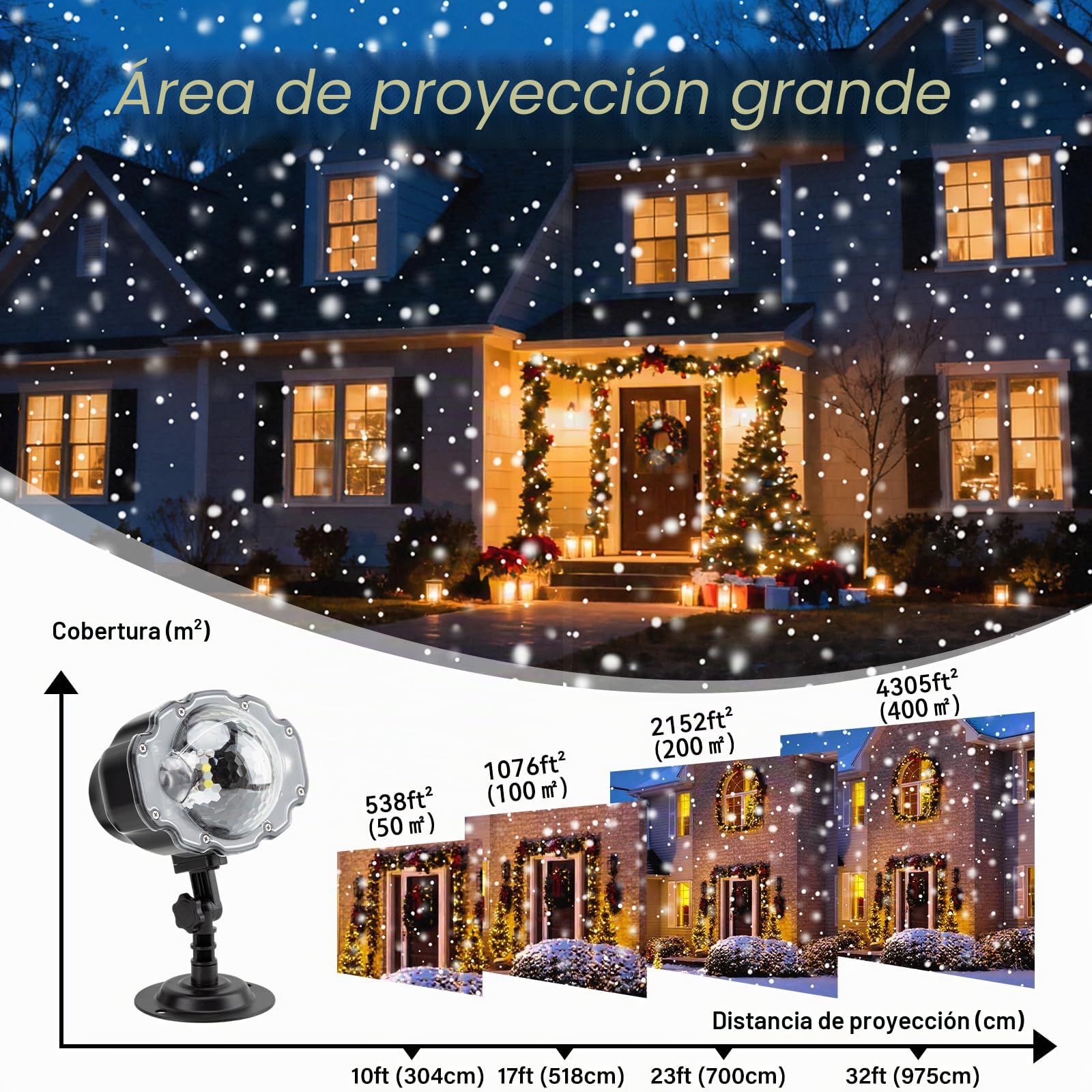 Proyector de Luz de Navidad, Luces LED de Nieve para Decoración de Navidad, Proyector de Luces al Aire Libre Impermeable con Control Remoto, Luz Nocturna, Foco para Año Nuevo, Vacaciones, Halloween