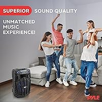 Vista 7 de Pyle 680W Portable Bluetooth PA Speaker - 10" Rechargeable Outdoor Karaoke Speaker, Audio System w/Wireless Mic and Wheels, TWS, Lights, LED