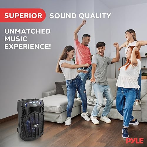 Miniatura 7 de Pyle Altavoz PA Bluetooth portátil de 680 W - Altavoz de karaoke recargable de 10 pulgadas para exteriores, sistema de audio con micrófono