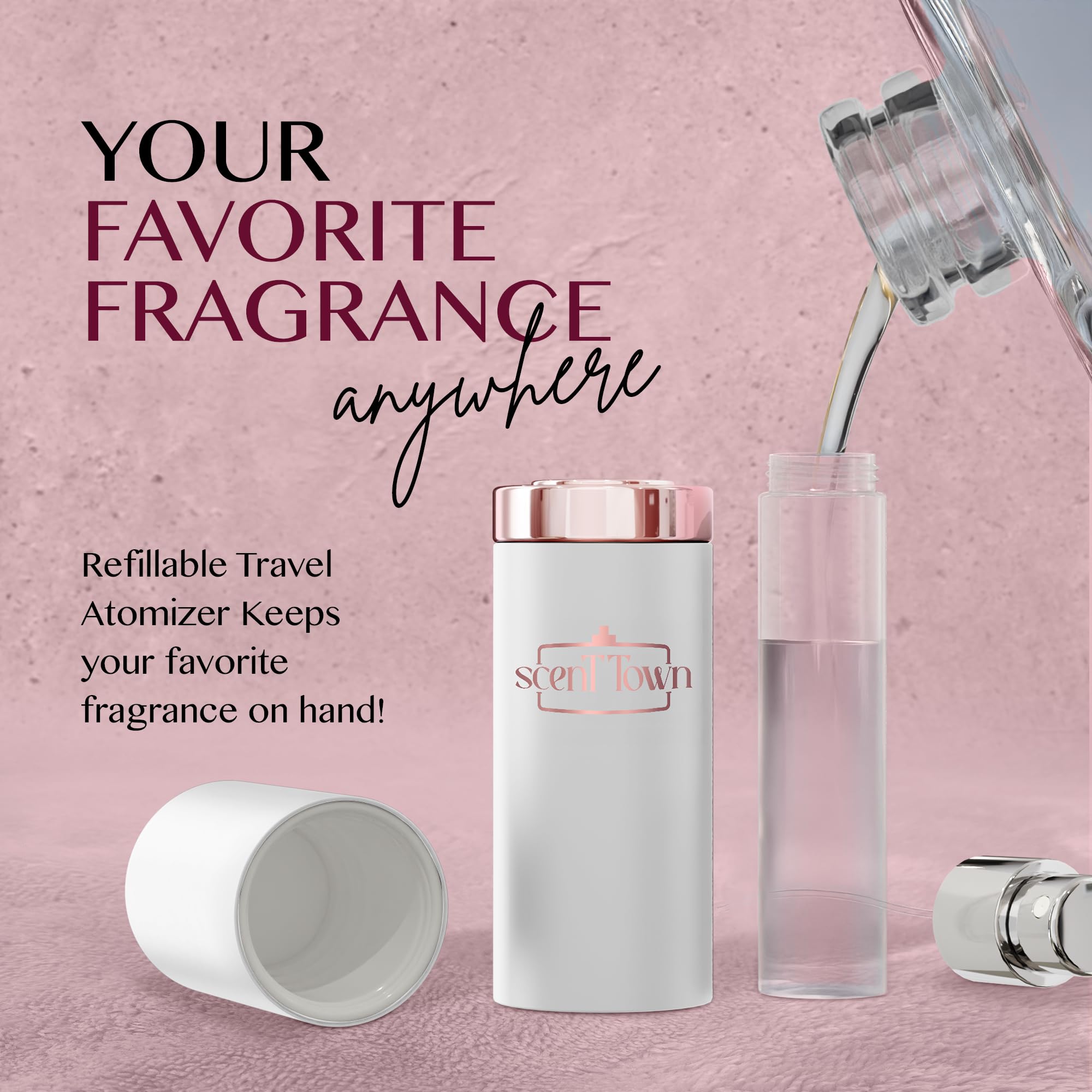 Women's Perfume Gift Sets Bundle Mini Bottle – Designer Womens Perfume Sampler Sets with Refillable Atomizer – Bundle Includes Versace, Moschino, Chloe, Jimmy Choo Travel Size 0.15 Oz Each