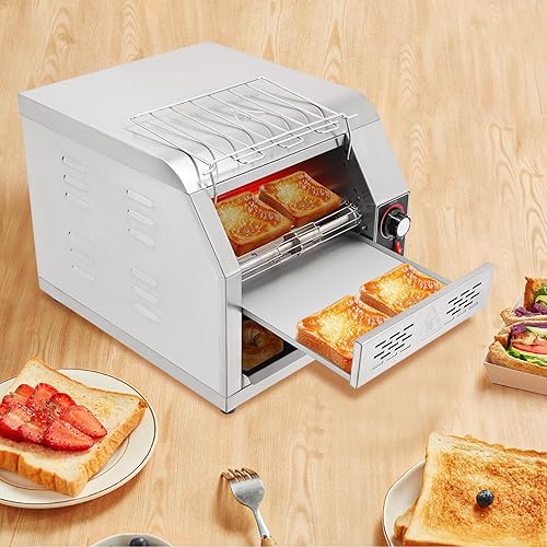 Miniatura 3 de Horno de pan transportador comercial, horno tostador comercial de 1900 W, 110 V, 60 Hz, tostadora de acero inoxidable para restaurantes y hoteles,