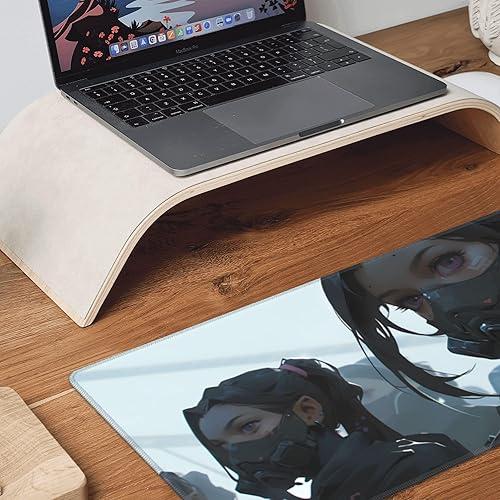 Miniatura 4 de ProbTis Cyberpunk - Alfombrilla de mouse para escritorio, alfombrilla de mouse cibernética grande, base de goma antideslizante, protector de