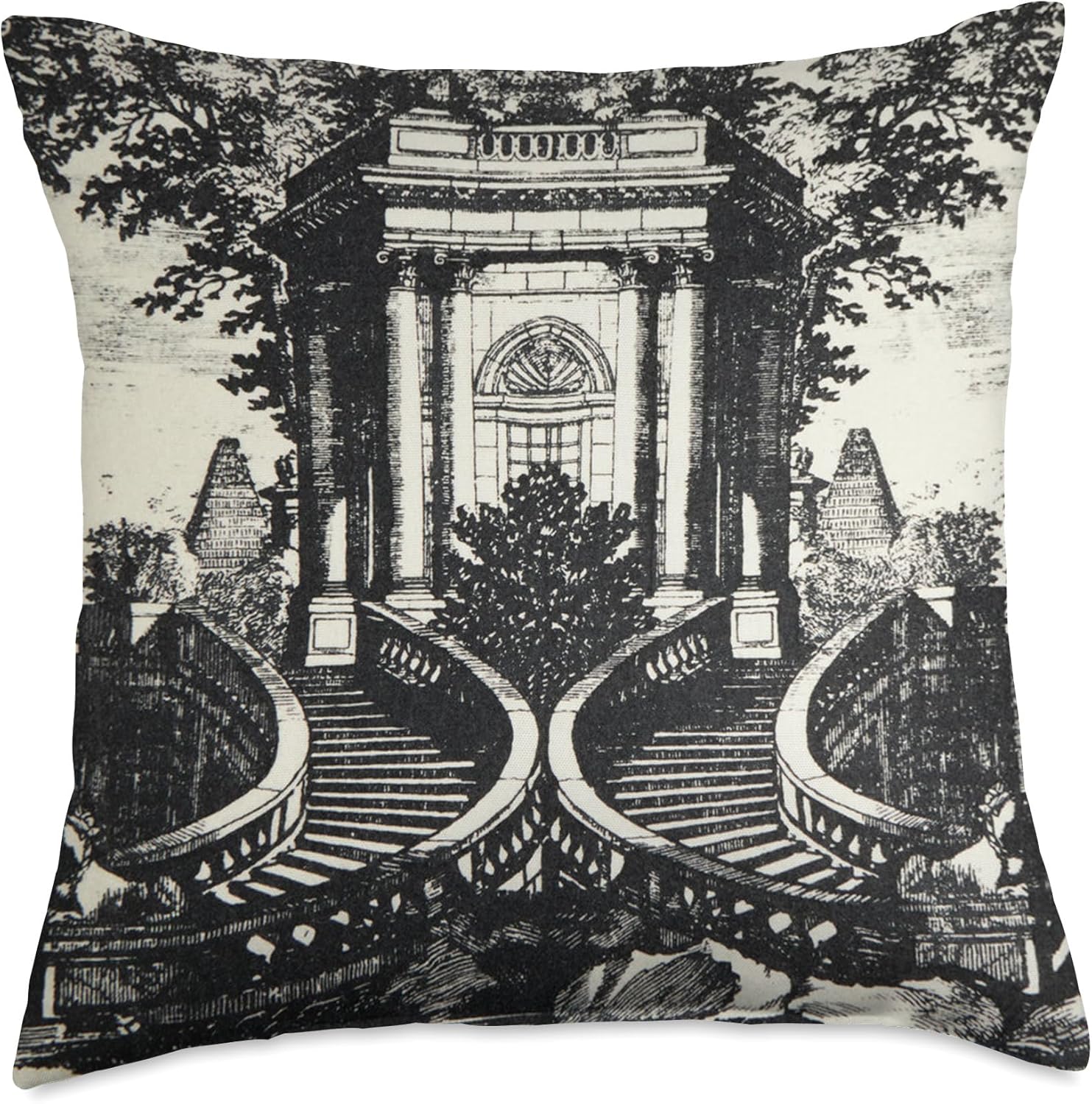 The mysterious setting of the Settecentesco Fornasetti Throw Pillow