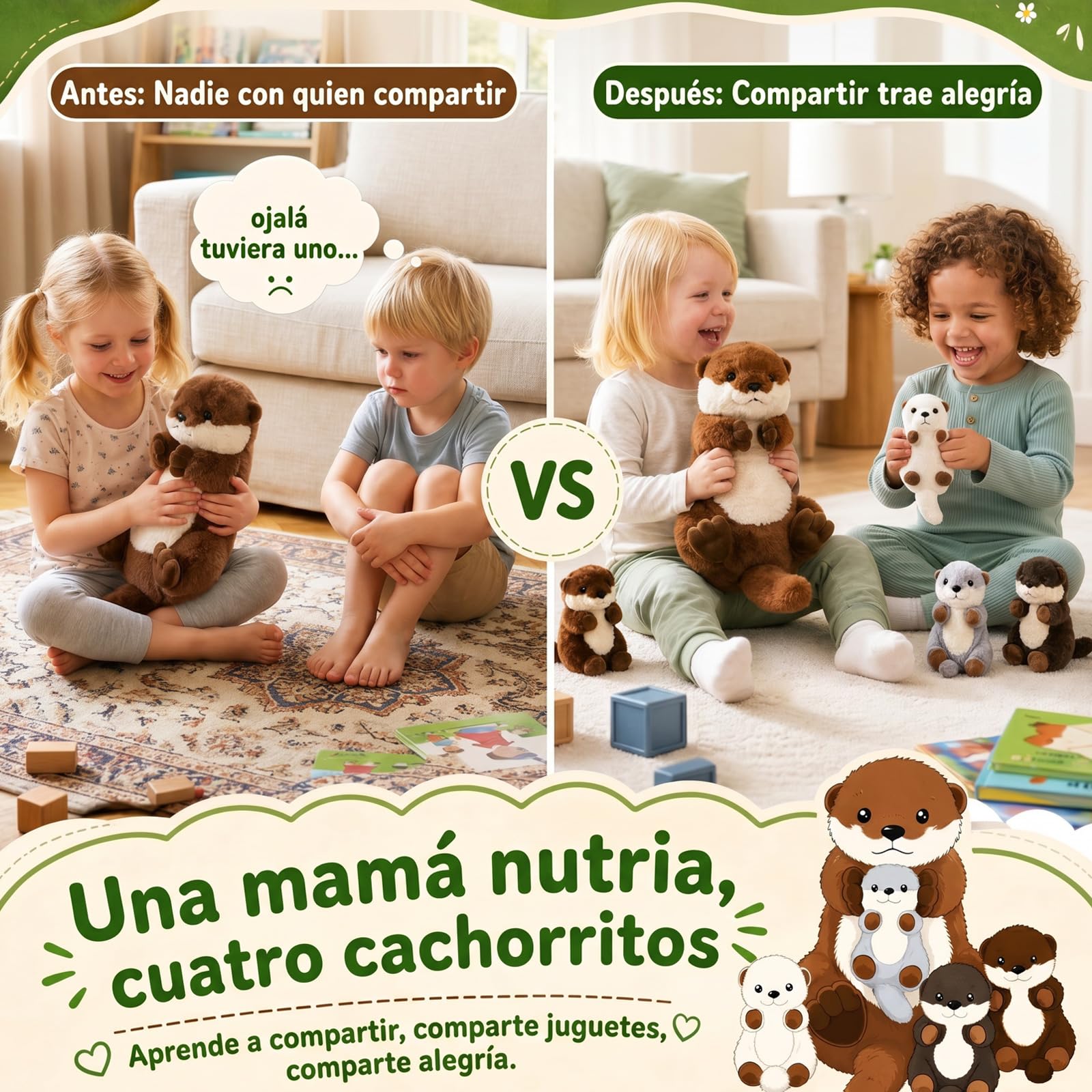 OUOZZZ Nutria de felpa y nutria de peluche madre y bebé - Peluche de animal marino realista de 38 cm, criatura marina ultra suave y adorable, regalo perfecto de cumpleaños o bebé nuevo para niños