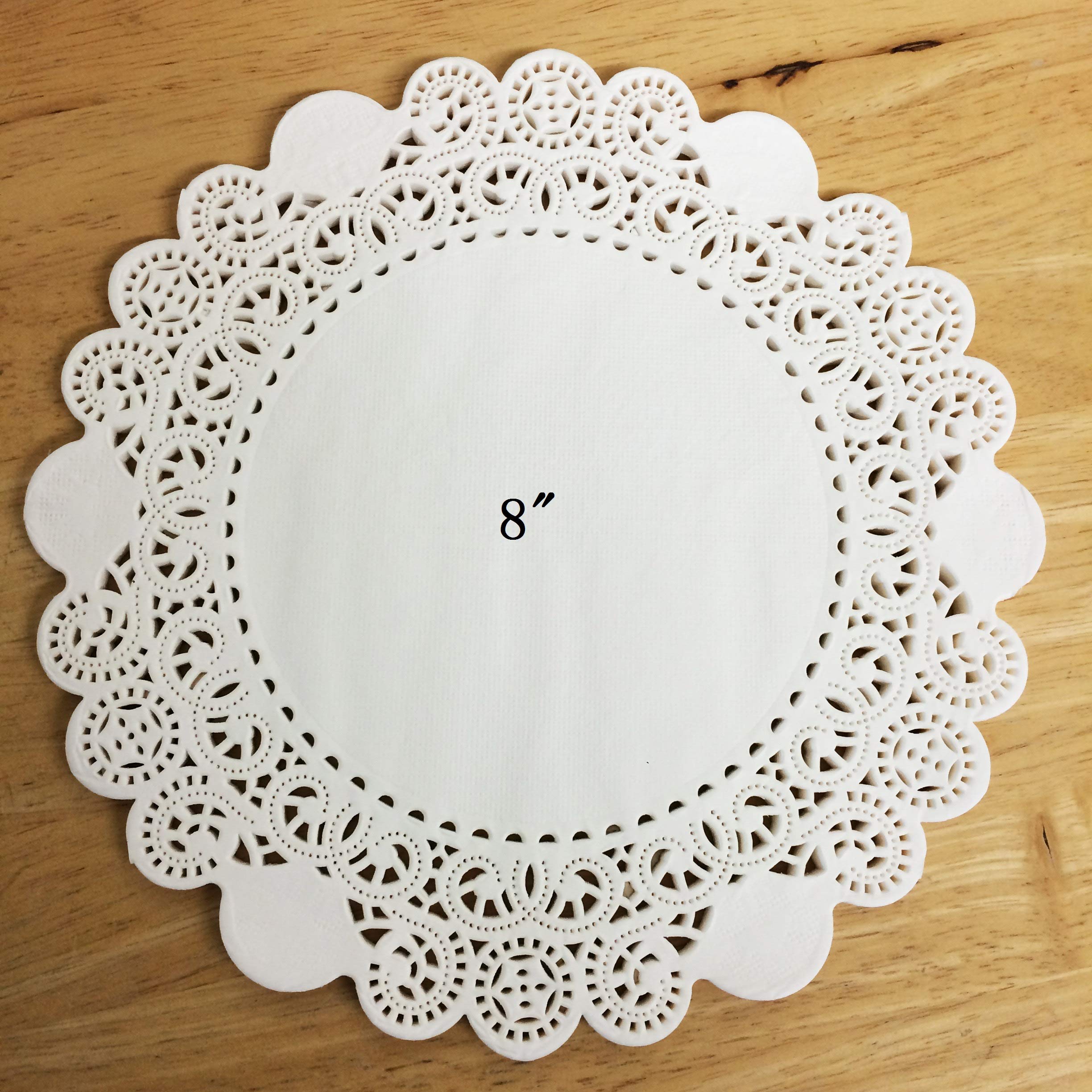 PEPPERLONELY 50 PC White Round Greaseproof Doilies, 8 Inch