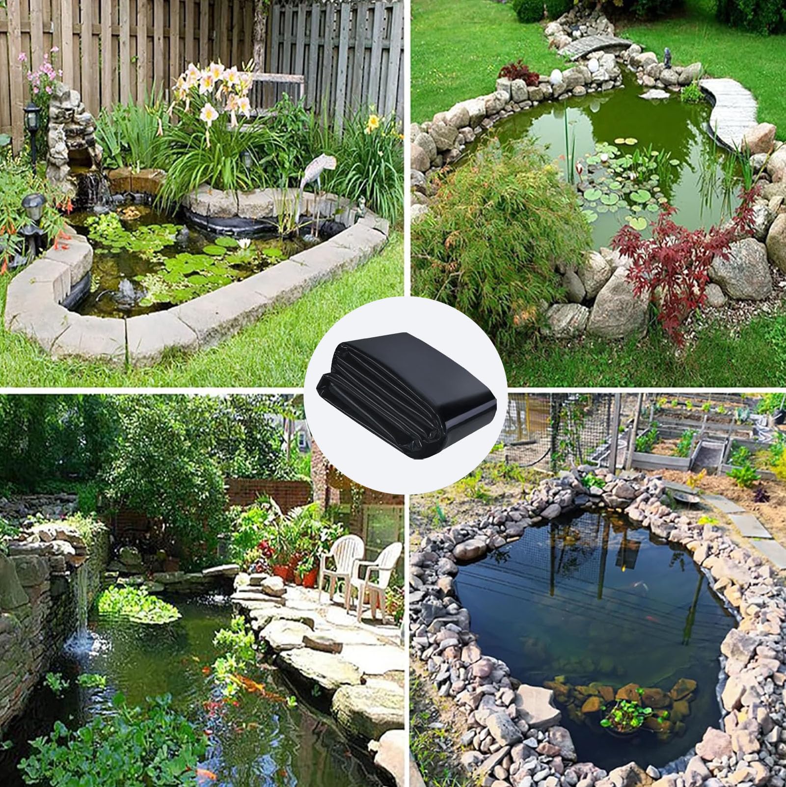 PVC Folie schwarz 2.5x6m,Premium PVC Teichfolie, wasserdicht, reißfeste, Kann Wiederverwendet, Teichplane für Fischteiche, Brunnen, Wassergarten und Wasserfall