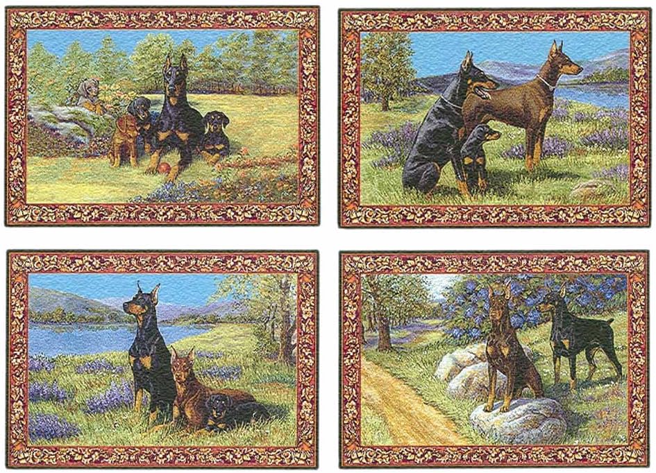 Doberman Pinscher Dog Placemat Set of Four – Tapestry Place Mats for Pet Lovers