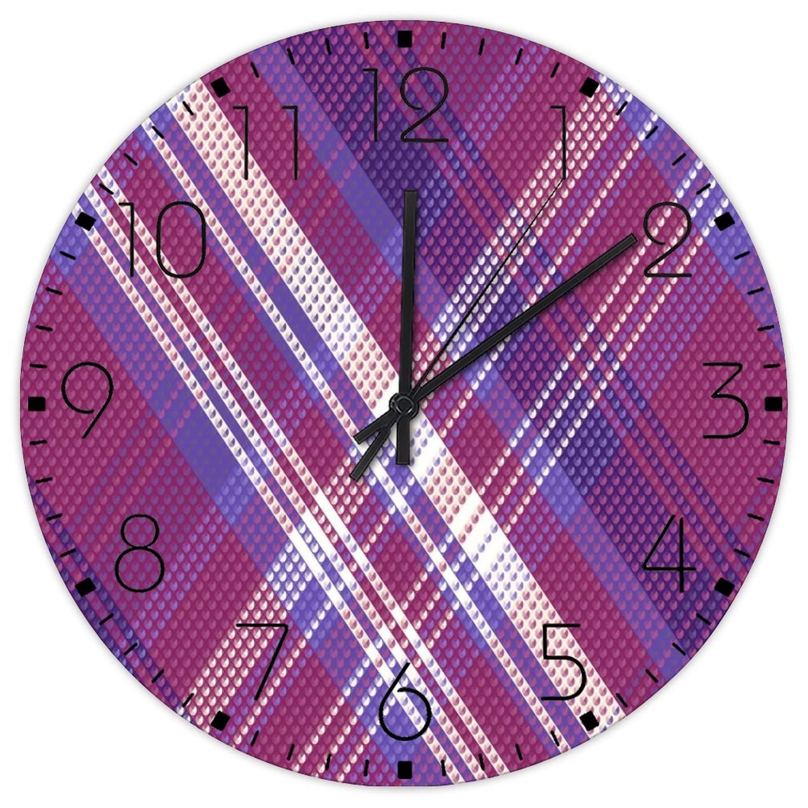 Horloge murale minimaliste à carreaux de buffle de 30 cm de style rustique