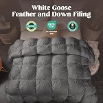 Puredown® Goose Feather Down Comforter, 100% Cotton All Season Duvet Insert, Cloud Fluffy Pinch Pleat, 116oz Warm Fill Weight (California King, Dark Grey, 108"X94")