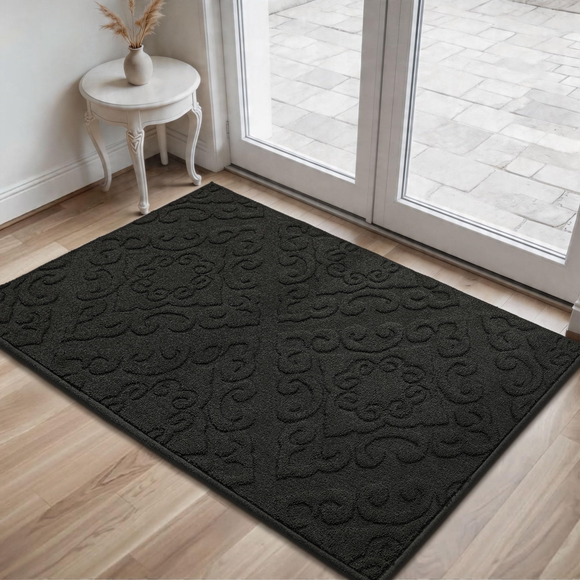 COSY HOMEER Paillasson lavable et antidérapant pour entrée intérieure, 90 x 150 cm, noir
