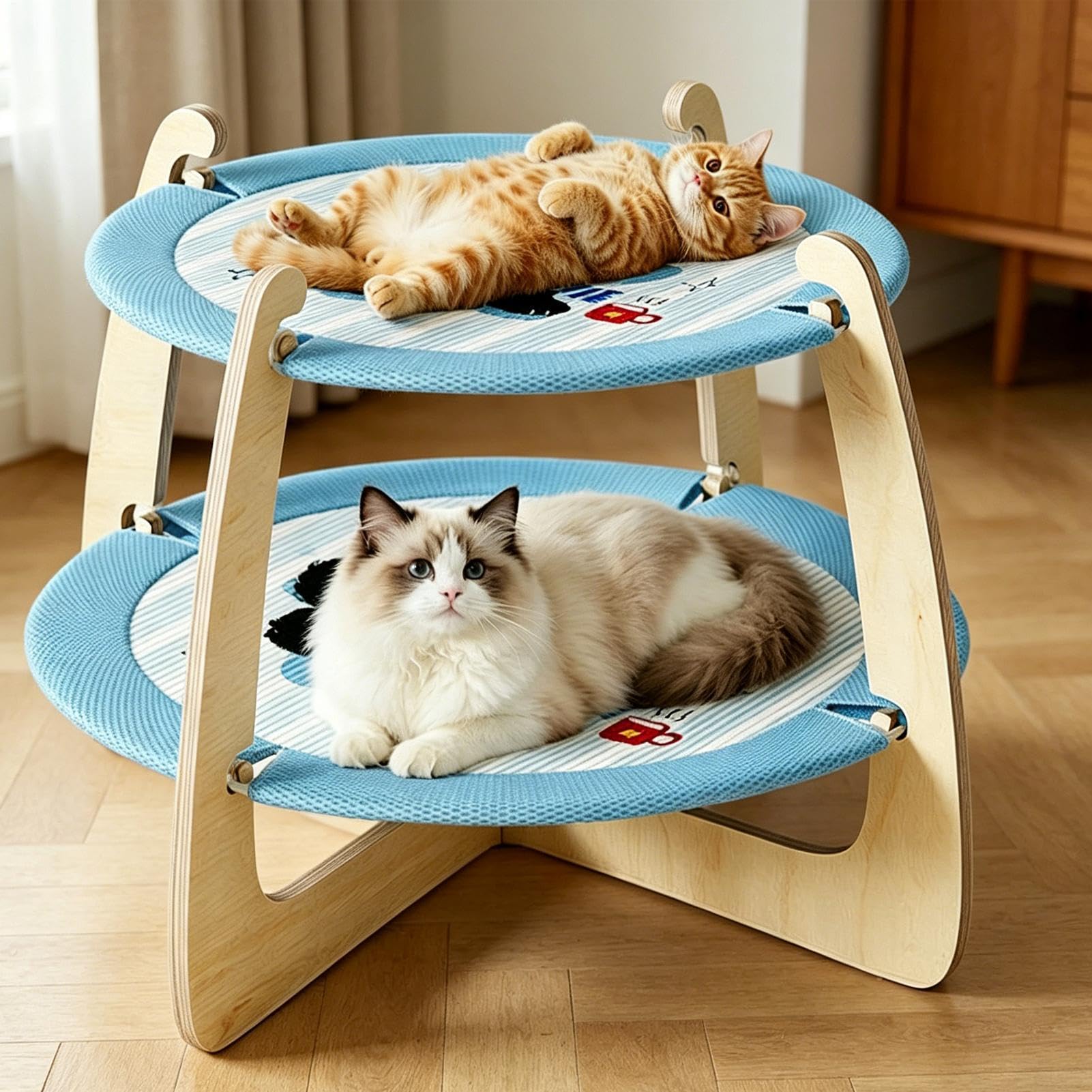 Katzen Hängematte Bett Anti-Kipp-Kratzbrett | Zweiseitiger Kratz- und Ruheplatz für kleine, mittelgroße und große Kätzchen, Outdoor, Zuhause, Innenbereich sowie zum