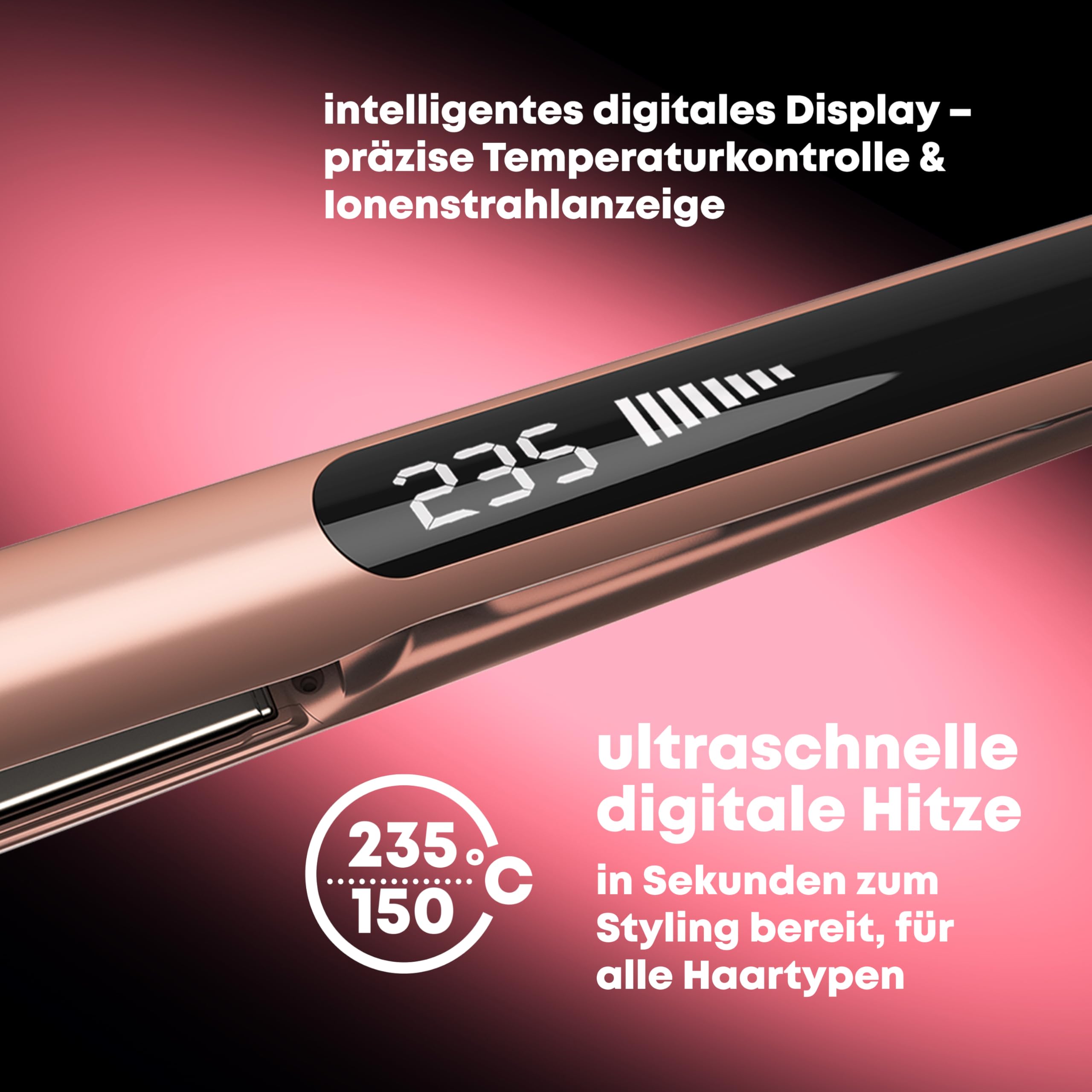 REVAMP Dynamic Radiance Ionen Glätteisen Keramik - Lange Platten | Straight & Style, One-Stroke-Styling, Geschwungenes Design, Wellen und Locken, Profi-Haarglätter