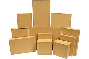 JOYIN 12 Pieces Brown Kraft Cardboard Boxes Gift Wrap for Christmas Holiday,...