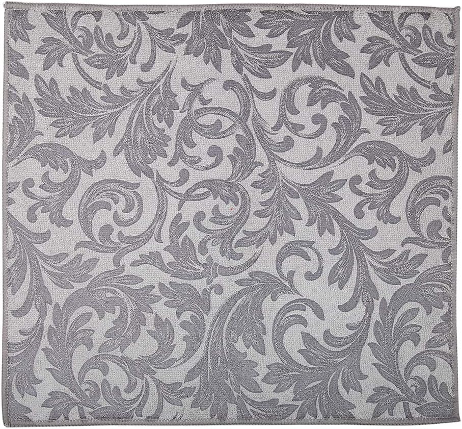 PLD Microfibre Dish Draining Board Mat, Kitchen Super Absorbent Sink Mat for Dishes, Plates, Glass, Mug etc, Large Size 38x50cm (15" X19.6'), Deep Grey, Embossed Floral Printing, One Piece/Pack.