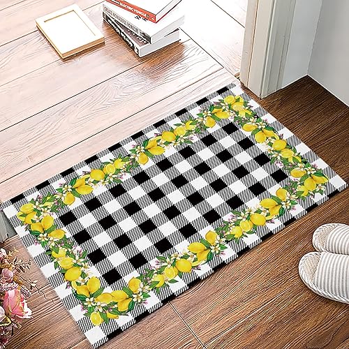 Tapete de baño para interior con frutas y limones, antideslizante, lavable, absorbente, decoración del hogar para cocina, limones frescos con