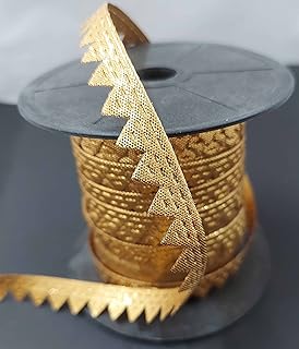 Cut Work त्रिभुज गोटा समोसा लेस बॉर्डर ड्रेस, साड़ी, लहंगा, दुपट्टा, बैग, क्राफ्ट और सजावट के लिए (12 M.M. X 18 मीटर) (गोल्ड)