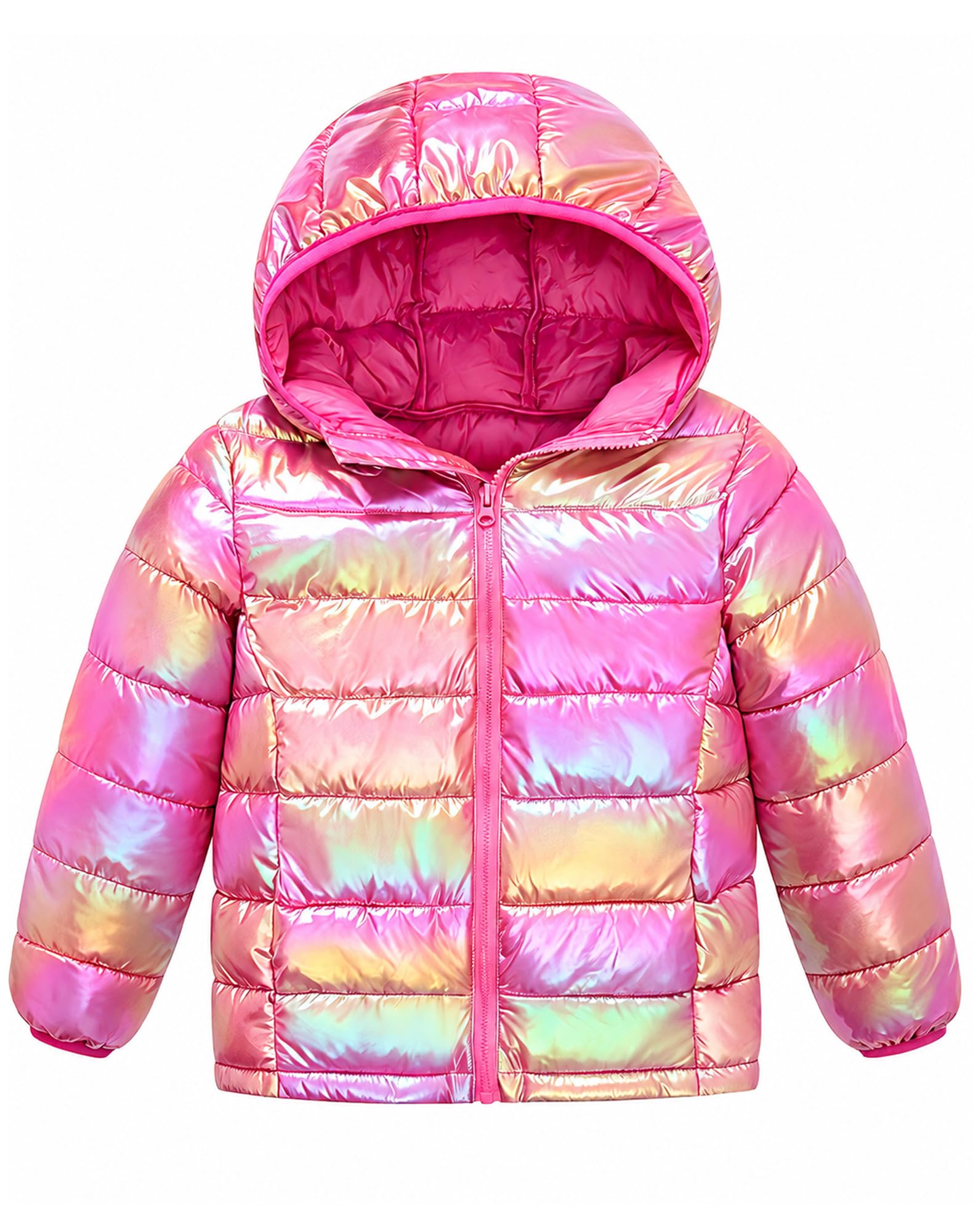 Lovekider Girls Winter Coat Shiny Gradient Lightweight Puffer Jacket 4-12Y