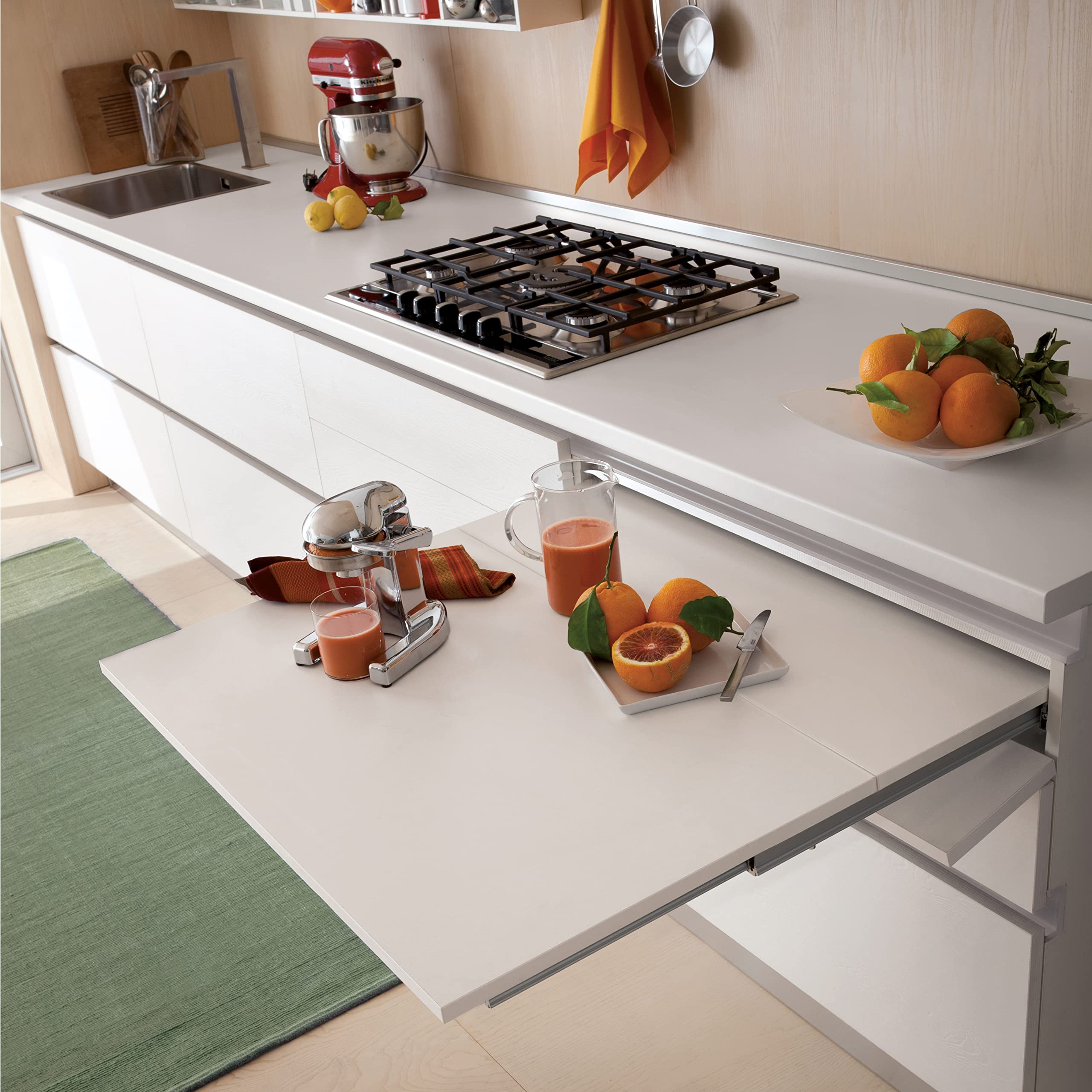 Emuca - Guías para mesa extensible Coktail Reverse H35, Anodizado inox, Aluminio, 1 un