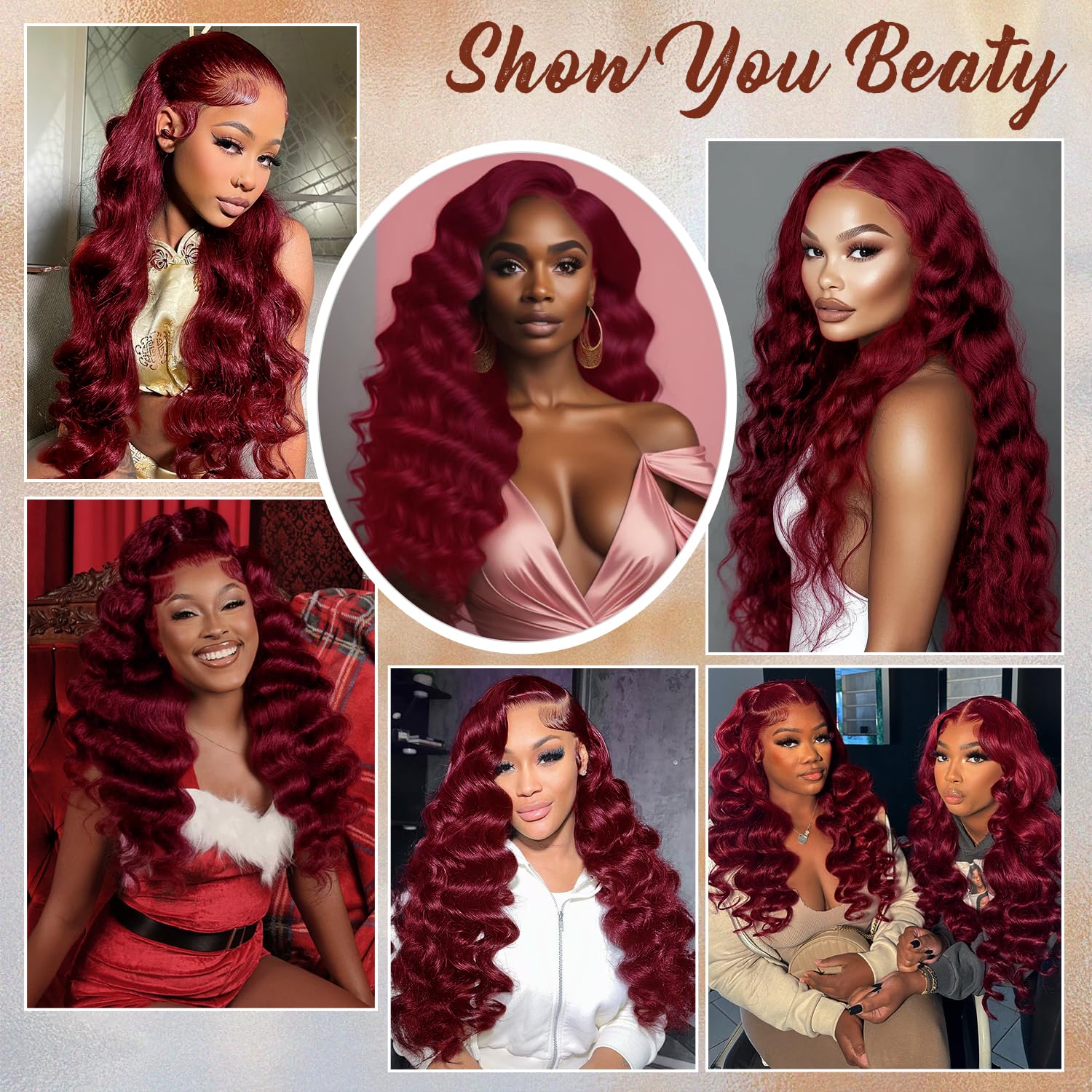 LZGYE 28in Burgundy Wig Human Hair 13x6 Red Lace Front Wigs Human Hair 220% Density Burgundy Loose Wave Wig For Black Women Red Human Hair Wig Pre Plucked 99j Colored Wigs