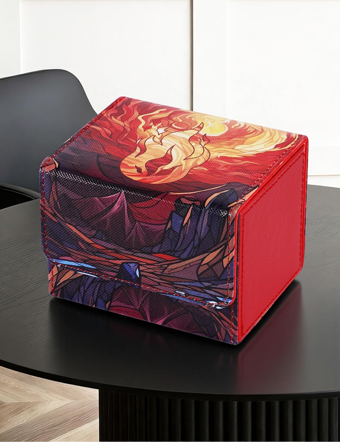 Deck Box for MTG Cards, Trading Card Storage Box Holds 120+ Sleeved Commander Deck, PU Leather Card Box Suits TCG Magic Cards（Purple）