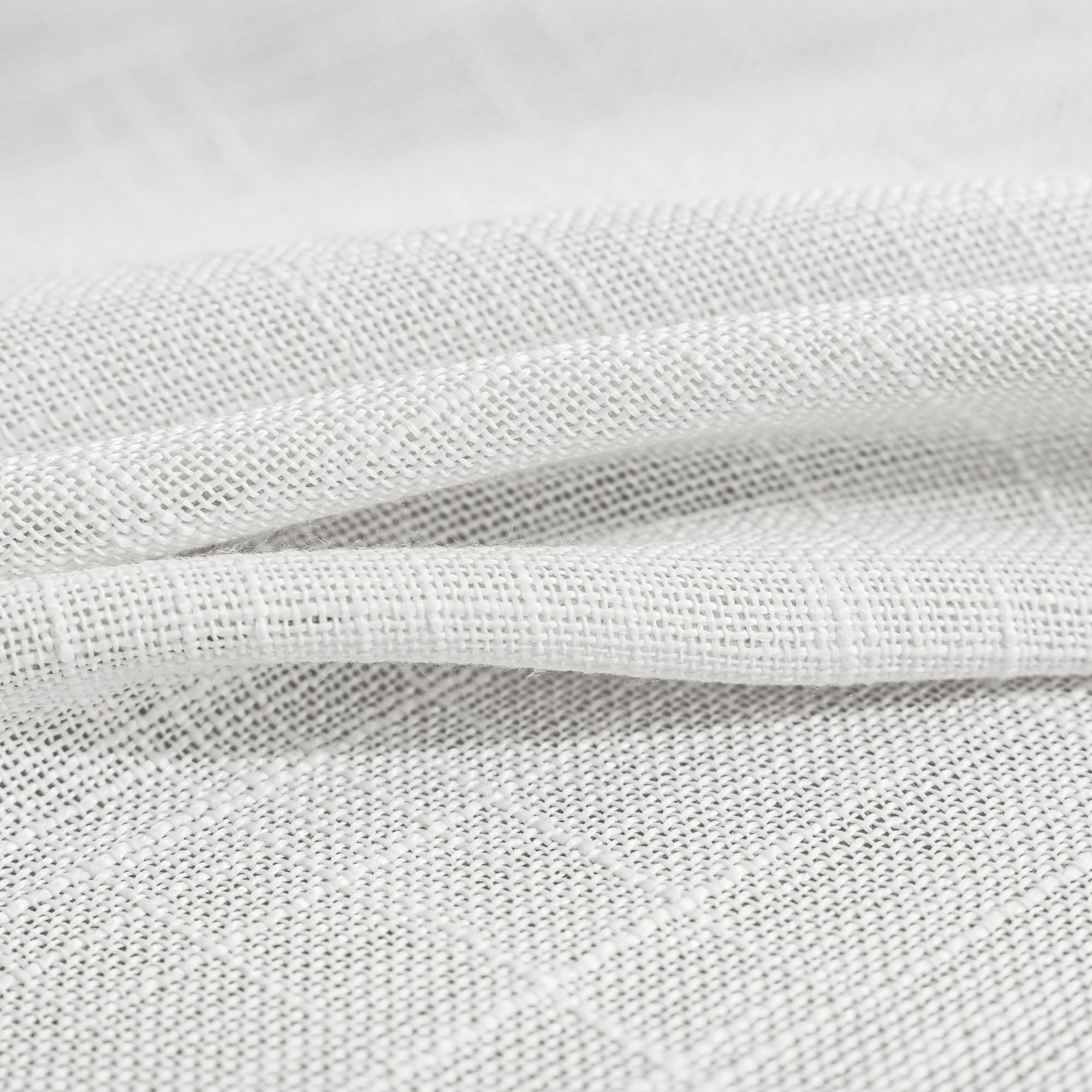 Extra Wide Linen Curtain - Ivory White, 100x108 Inches, Semi-Sheer, Back Tab For Sliding Doors