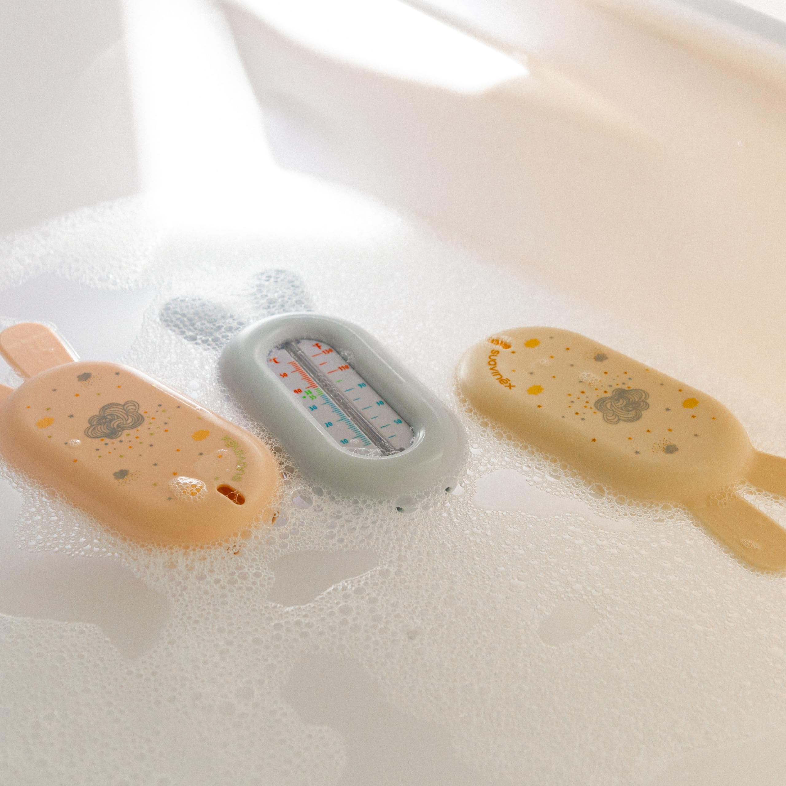 Suavinex, Termometro da bagno per bambini + 0 mesi, termometro per acqua, senza mercurio, preciso e con scala di colori, robusto e facile da difendere, Dreams rosa