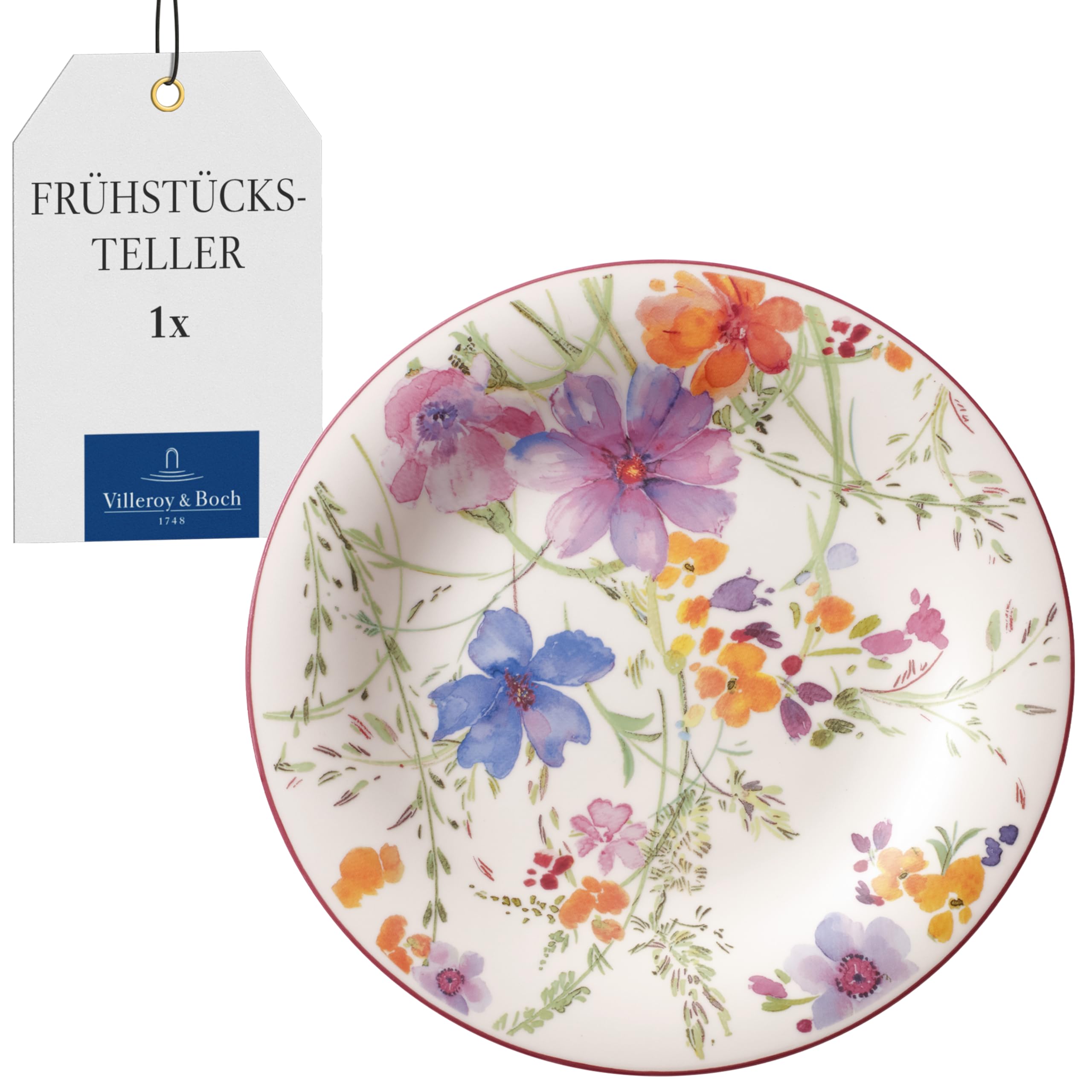 Villeroy & Boch - Mariefleur Frühstücksteller 21 cm Bunt, Spülmaschinenfest, Mikrowellensicher, Kleiner Teller, Dessertteller, Salatteller, Kuchenteller, Geschirr, Blümchengeschirr, Premium Porzellan