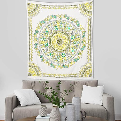 Miniatura 2 de ANJANIYA Tapiz bohemio para colgar en la pared, diseño de mandala, para habitación, playa, pared, psicodélico hippie para colgar en la pared y