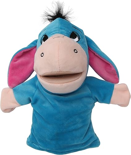 Miniatura 8 de Juego de 5 piezas de marionetas de mano de animales con boca móvil abierta zoológico safari granja selva vaca pato perro marrón rana y burro