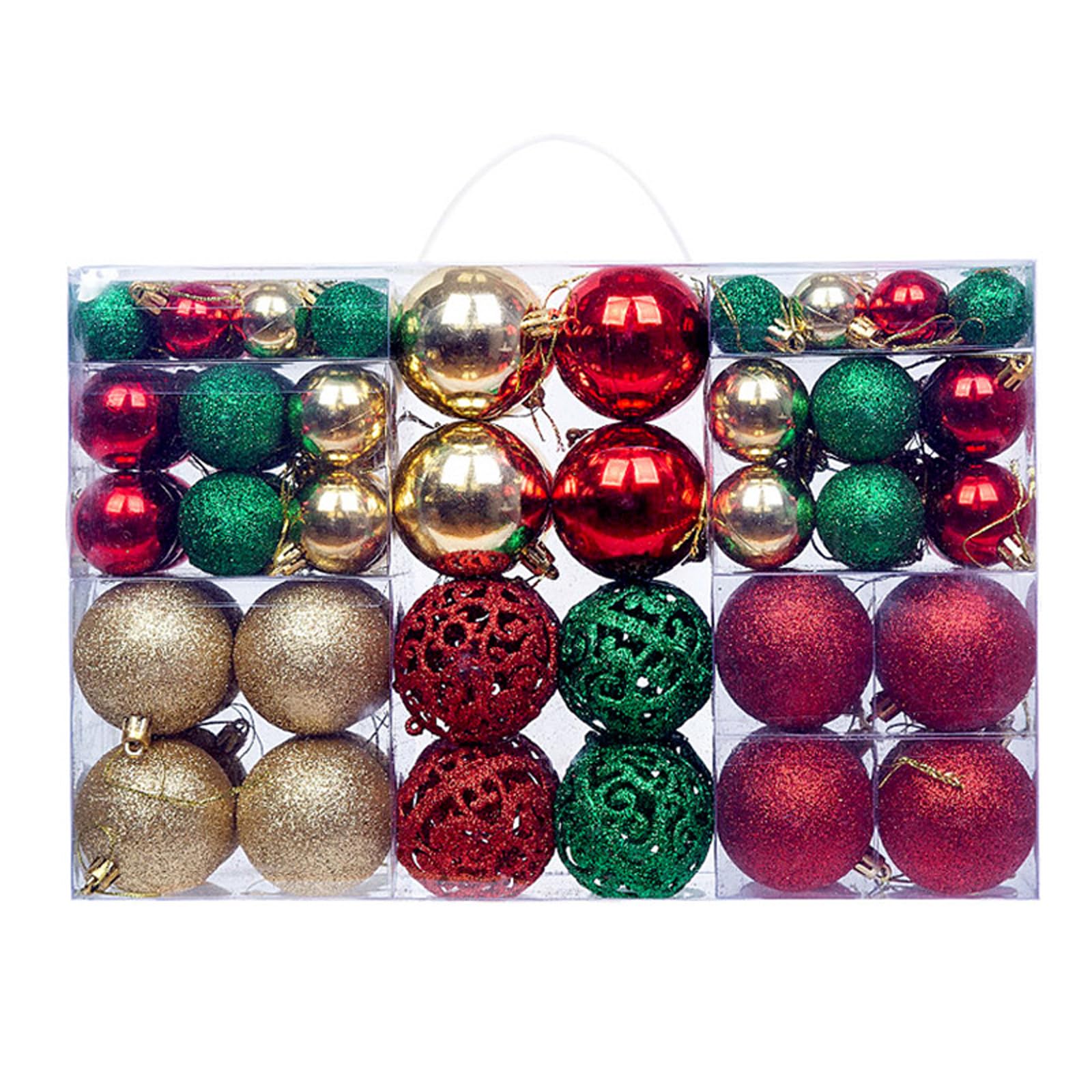 Shatterproof Christmas Balls Shiny Black and Golden Christmas Tree Hanging Ornaments Xmas Holiday Indoor Decoration (Red, 100 Pieces)