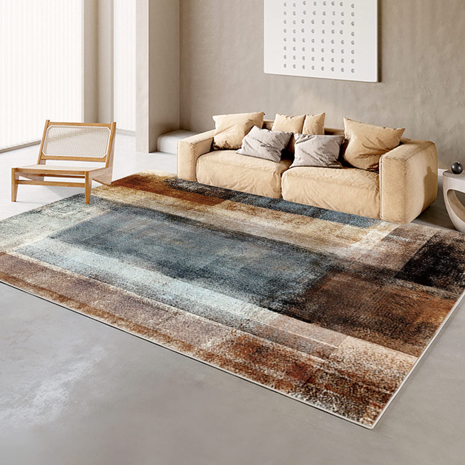 Grand tapis en peluche douce 80x120 cm nordique et lavable pour salon
