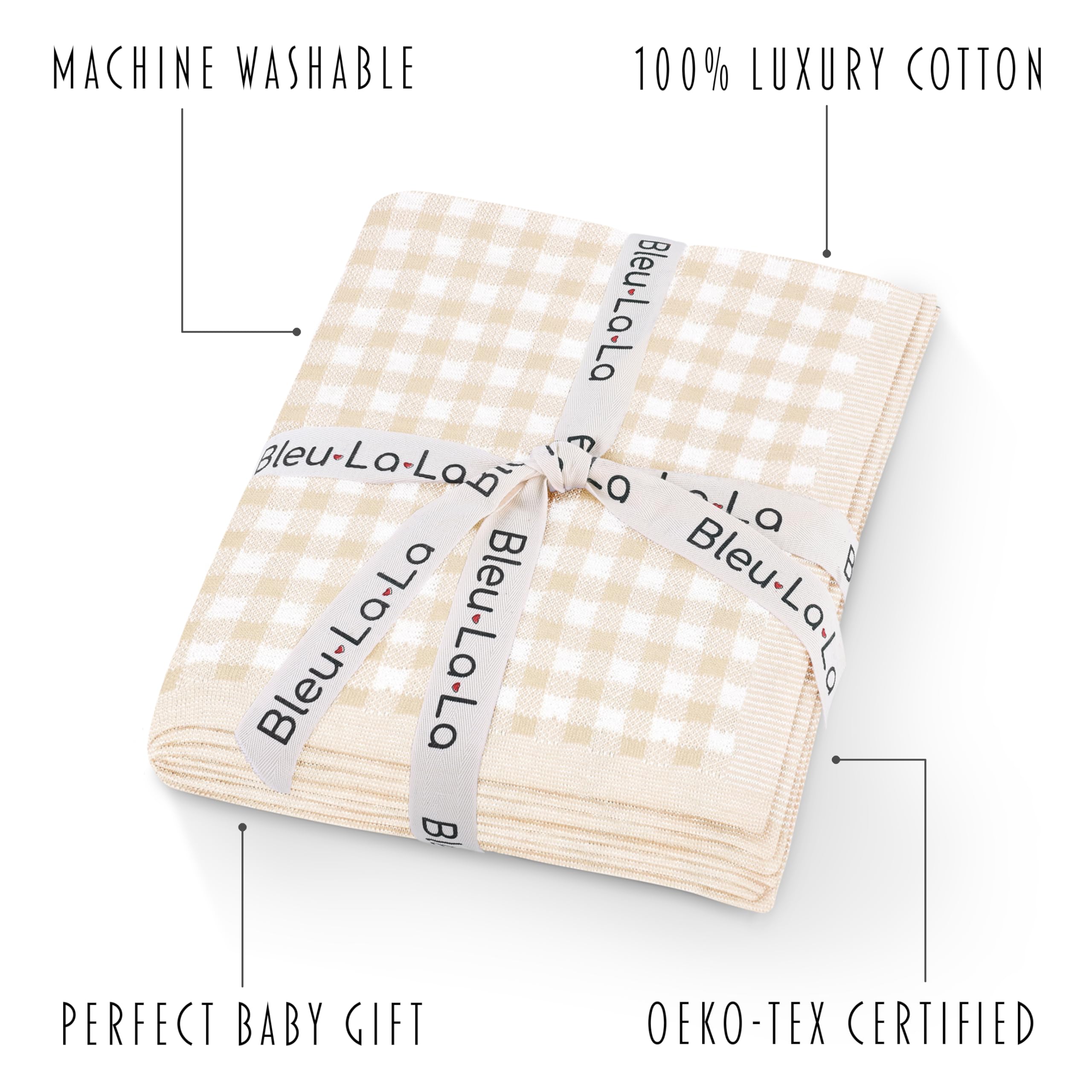 Lussuosa coperta per neonati lavorata a maglia, 100% morbido cotone fine, utilizzabile come fasciatura per culla, passeggino, asilo nido, doccia, registro regali per neonati, bambini e ragazze (plaid