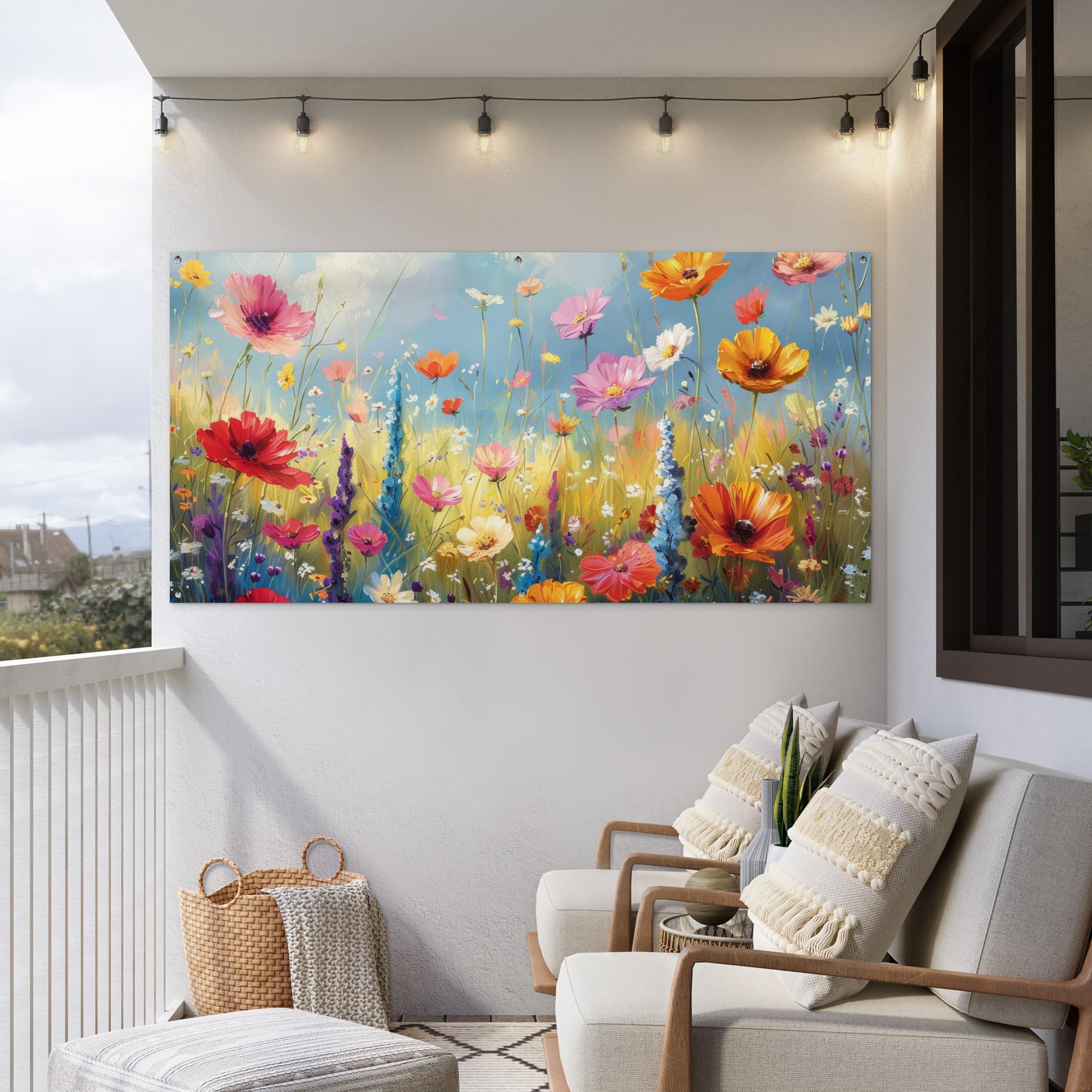MuchoWow© Gartenposter Outdoor Bilder Gartendeko für draußen Wetterfest | 200x100 cm - Garten Deko Banner Draußen Gartendekoration Bild Blumen - Natur - Botanik - Kunst