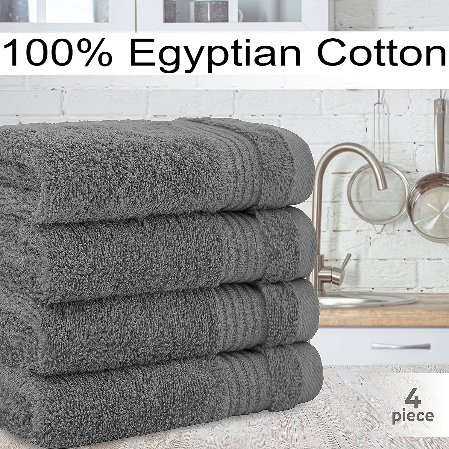 Textile Do 4 X Luxury Face Cloth Towel Set (30 x 30 cm-800 GSM) 100% Egyptian Cotton Wash Cloths Super Soft Flannels Face Cloths for Gym Spa Bathroom (Charcoal - Image 2
