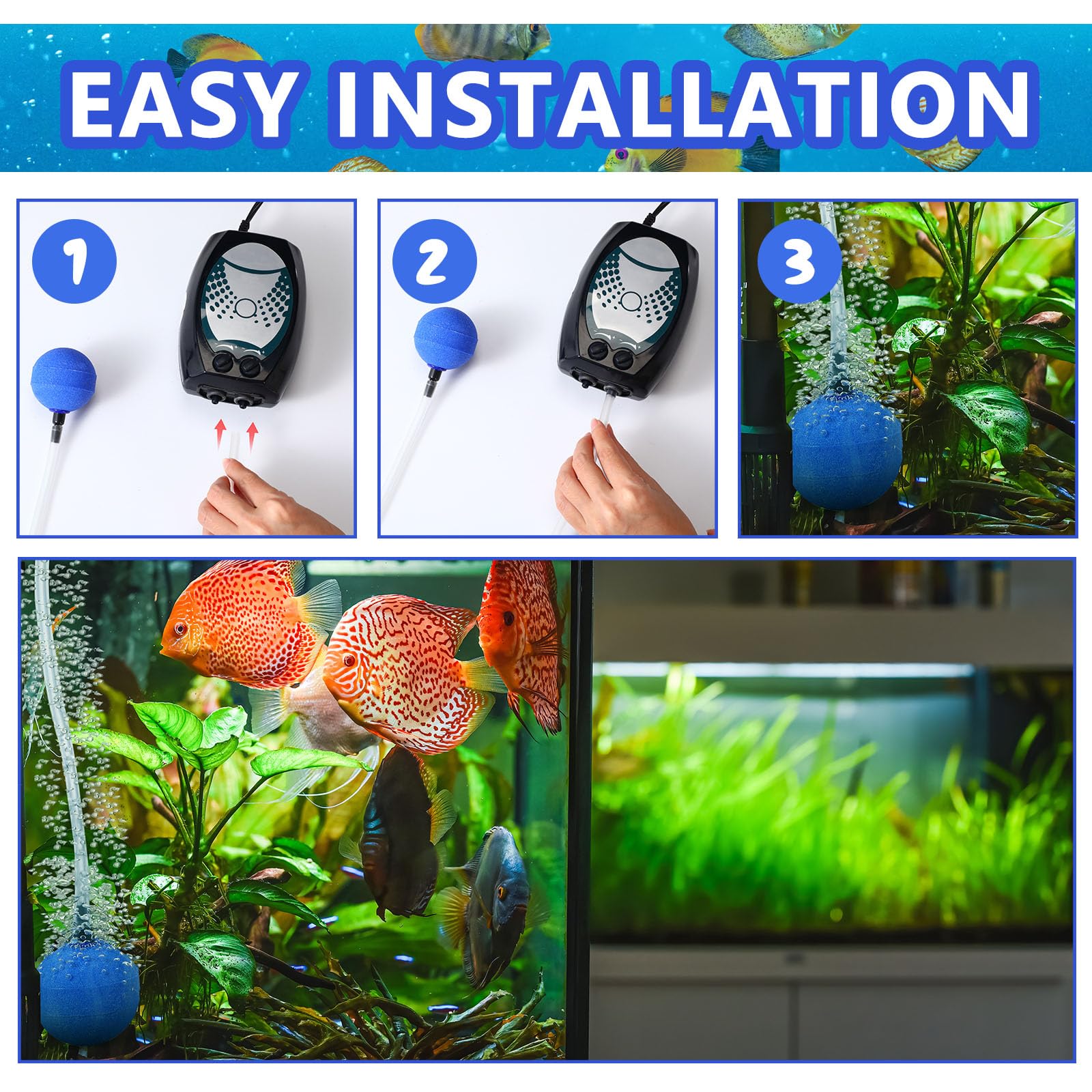 Therwen 24 Stück 5,1 cm Luftstein Kugelform Aquarium Luftsteine Fisch Tank Bubbler Stein Dunkelblau Bubble Stone Sauerstoff Diffusor Aquarium Luftpumpe Zubehör für Aquarium Fisch Tank Hydrokultur