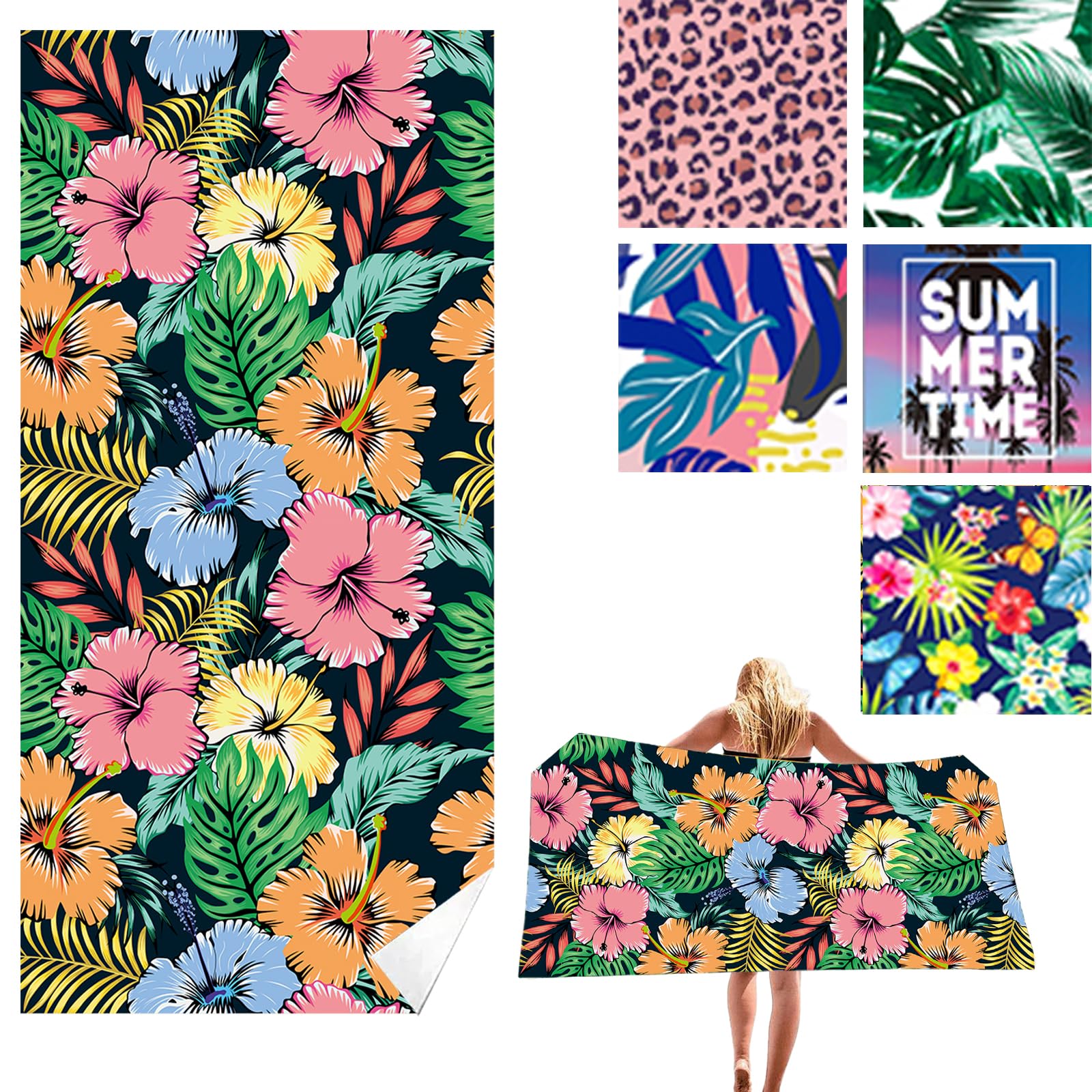 Microfibre Beach Towel for Adults, 180x90cm Extra Large Beach Towels, Quick Dry Sand Free Microfiber Beach Towel, Lightweight Travel Swimming Towel, Beach Towels for Yoga Gym Swim Sports Women Men