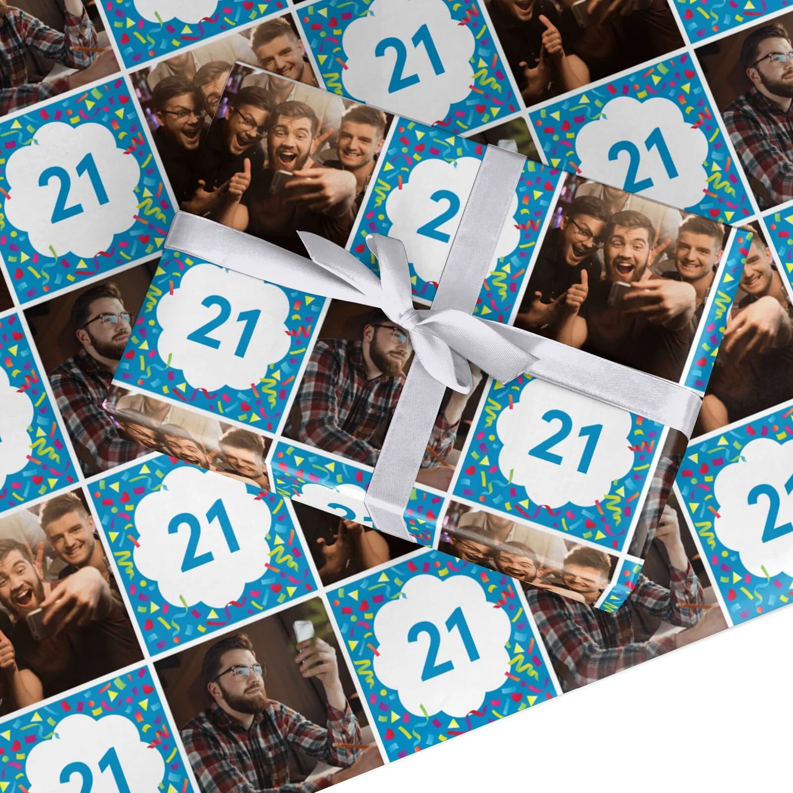 Personalised Wrapping Paper Custom Gift Wrap for Birthday - Photo Age Present Paper for Men Boys - Small Roll (60cm x 2.2m)