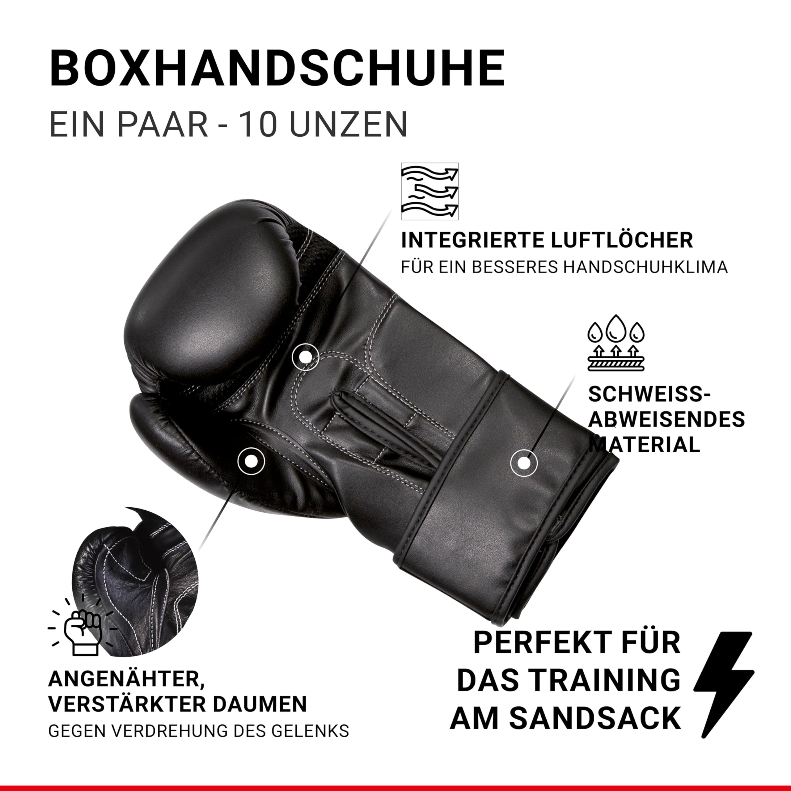 HAMMER Box Set Cobra – Robuster Boxsack (100 cm) + Hochwertige Boxhandschuhe (10 oz) – Ideales Trainingsset für Boxeinsteiger – Schwarz/Rot